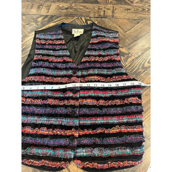 VTG Tantrums Vest Women Large Colorful Grunge Art to Wear Adjustable Patchwork - Picture 4 of 6